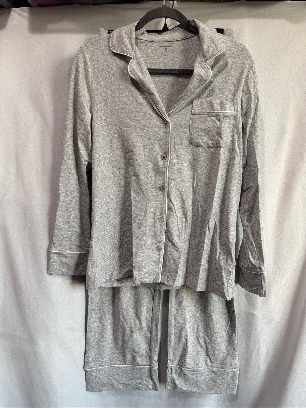 Amazon Essentials Light Grey Long Sleeve Button-Front Pajama Set